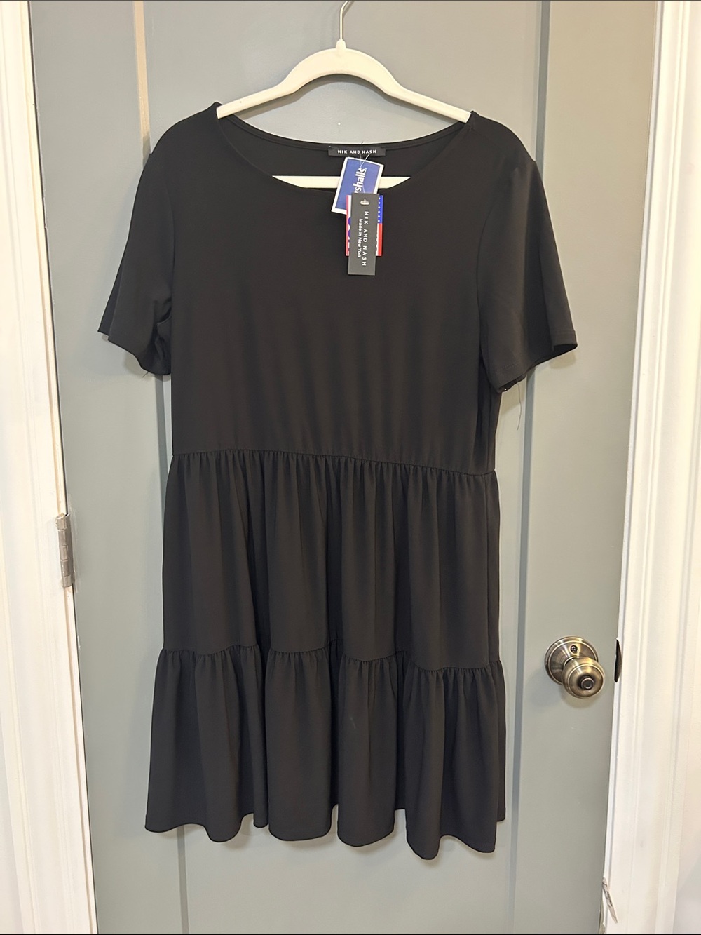 Casual Tiered Mini Dress - Black womens size large new